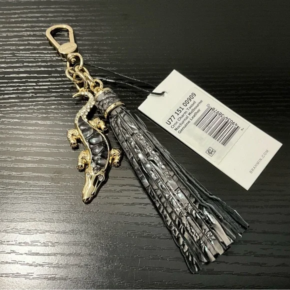 Brahmin Croc Charm Tassel NOCTURNAL MELBOURNE Purse Charm W/Crystals - Picture 1 of 7